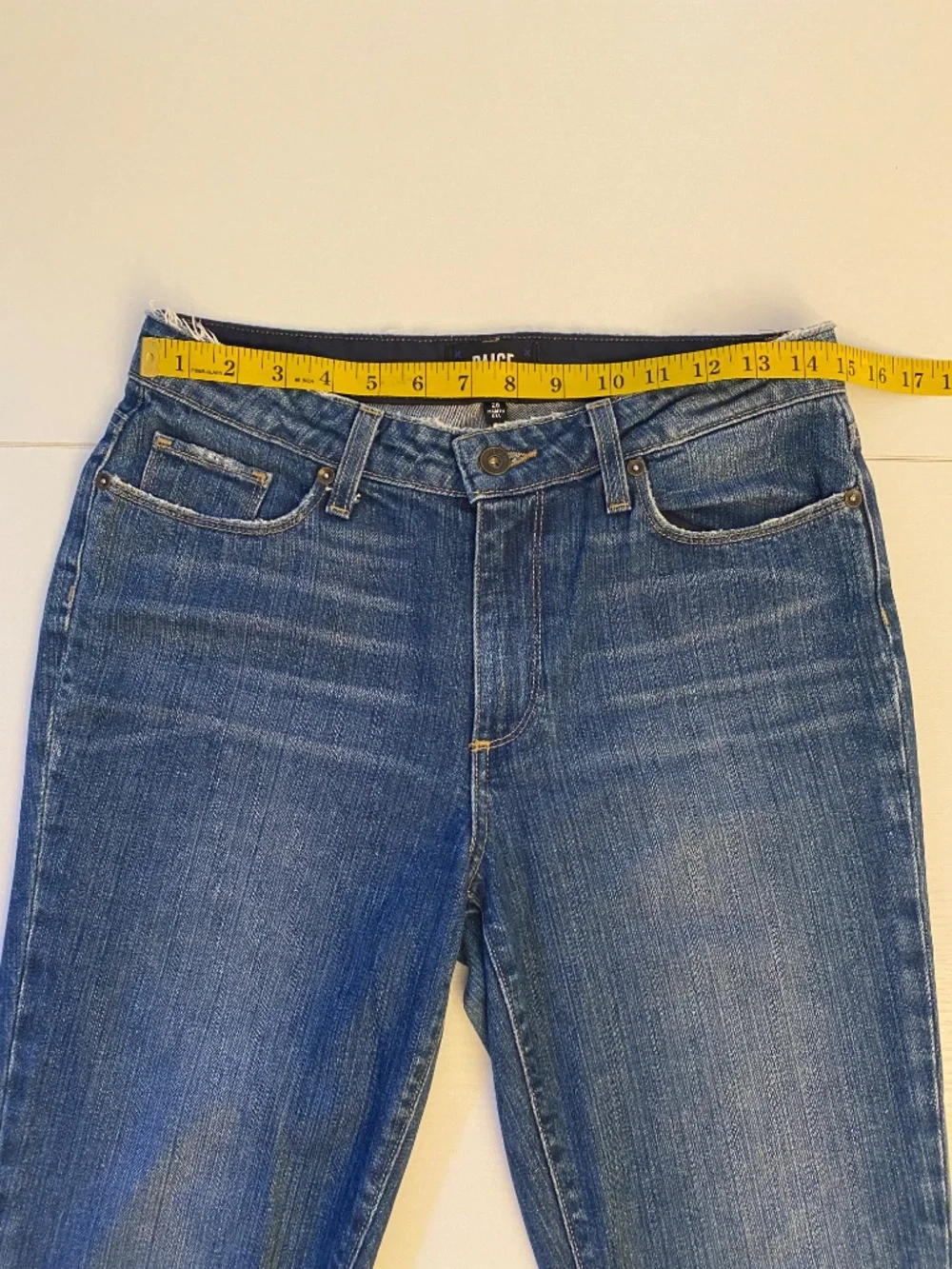 PAIGE Julia Straight Leg Jeans Sz 28 James Wash - Distressed Waist & Raw Hem